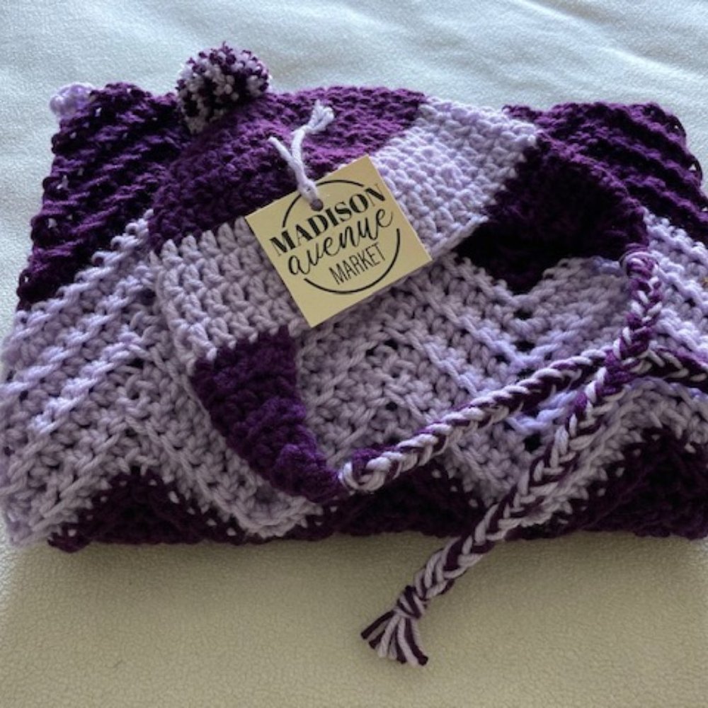Baby Layette Set Plum & Lilac Hand Crochet NEW